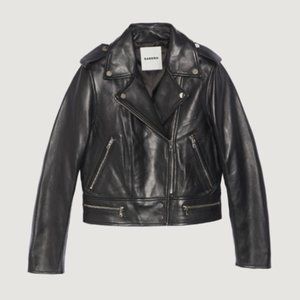 Sandro Paris - Black Leather Jacket - Size 2 - WORN TWICE
